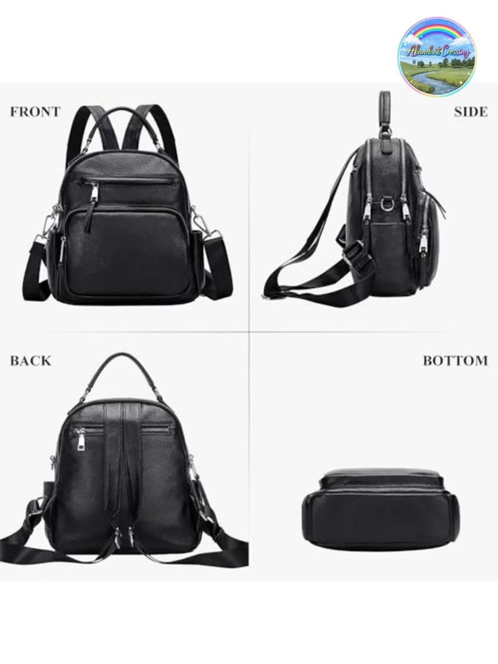 Genuine Leather Convertible Backpack Purse for Women 4-Way Carry Daypack